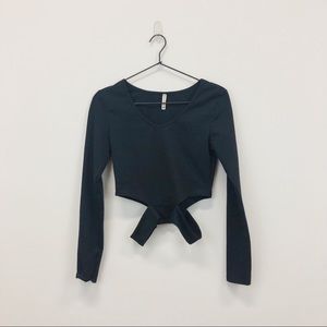 NWOT LF Emma & Sam Cut Out Long Sleeve Crop Top